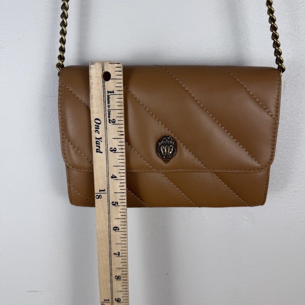 Kurt Geiger Mini Quilted Crossbody Bag Brown Tan Gold Chain Strap Accent Dressy - Picture 13 of 16